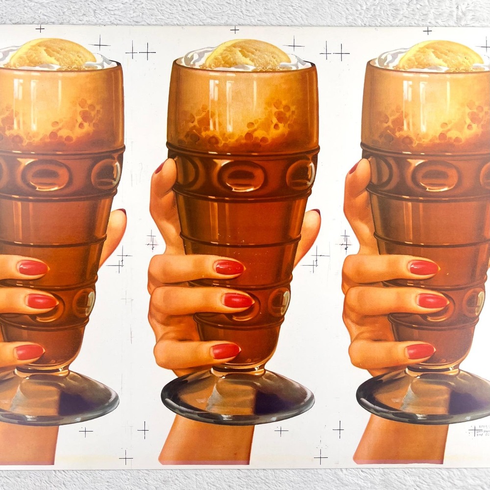 1950s Milkshake Hand Vintage Flat Sheet 3 Die Cut Cardboard Soda Fountain‎ Diner - Picture 7 of 12